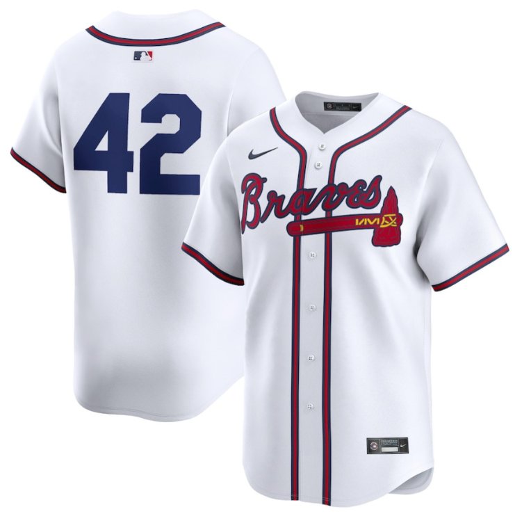 Men's Atlanta Braves White Home Jackie Robinson Day Limited Stitched Jersey