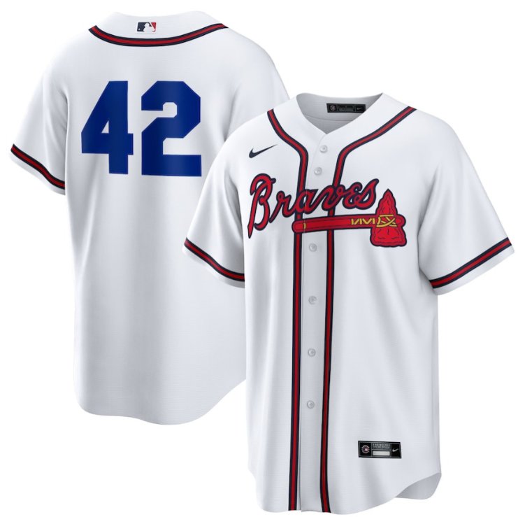 Men's Atlanta Braves White Home Jackie Robinson Day Cool Base Stitched Jersey