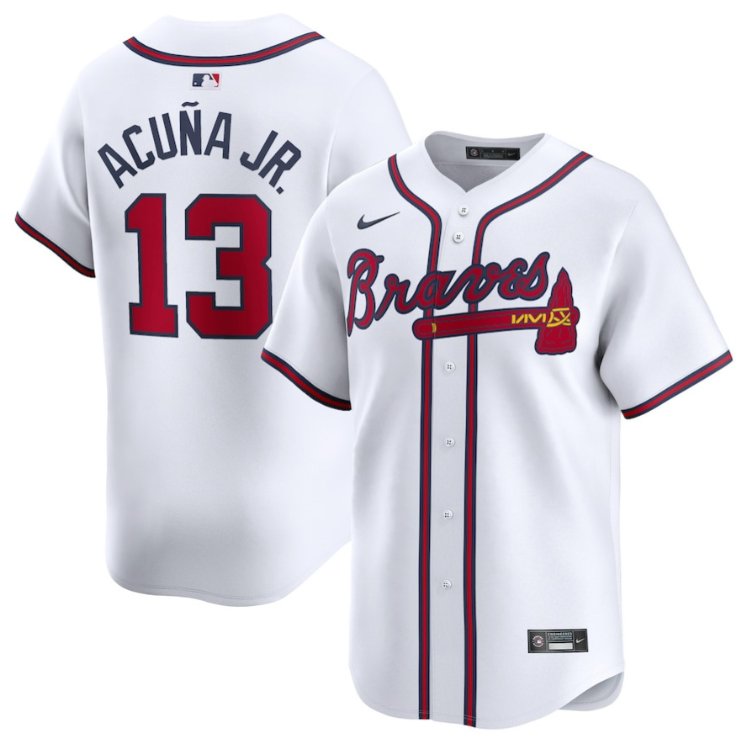 Men's Atlanta Braves #13 Ronald Acuna Jr White Limited Stitched MLB Jersey
