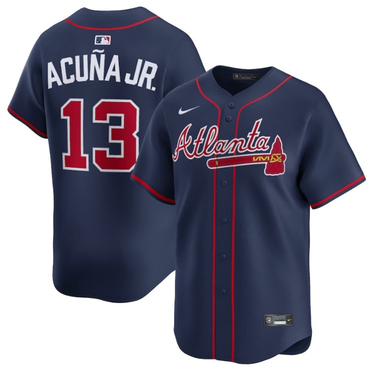 Men's Atlanta Braves #13 Ronald Acuna Jr Nike Navy Limited Stitched MLB Jersey