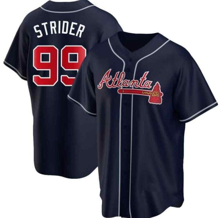 Men's Atlanta Braves #99 Spencer Strider Navy Cool Base Stitched MLB Jersey