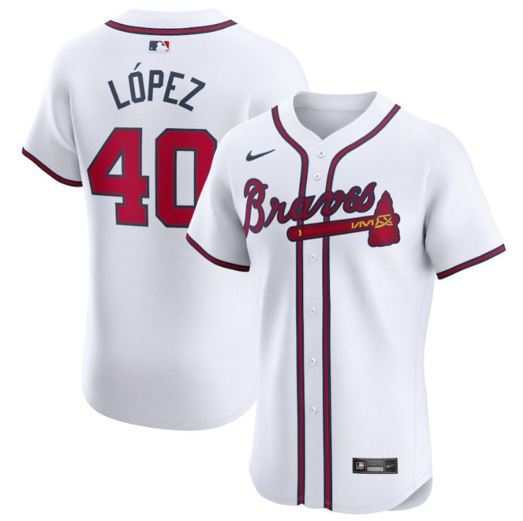 Men's Atlanta Braves #40 Reynaldo Lopez Nike White Home Stitched MLB Flex Base Jersey