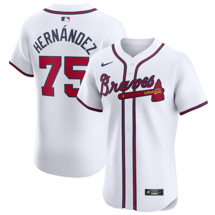 Men's Atlanta Braves #75 Daysbel Hernandez Nike White Home Stitched MLB Flex Base Jersey