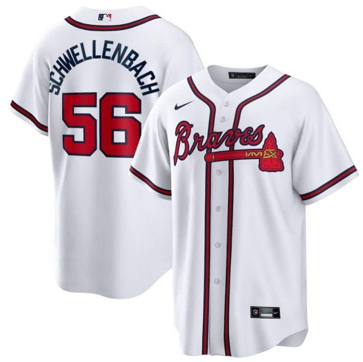 Men's Atlanta Braves #56 Spencer Schwellenbach White Cool Base Stitched MLB Jersey