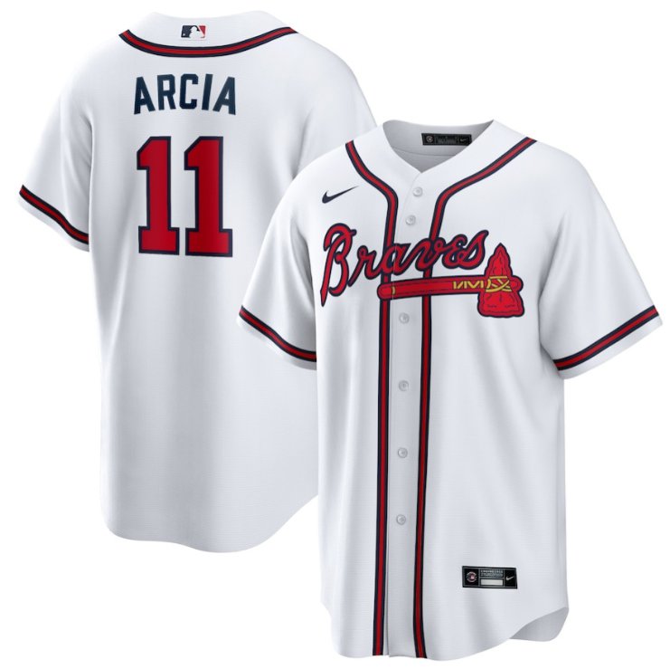 Men's Atlanta Braves #11 Orlando Arcia White Cool Base Stitched MLB Jersey