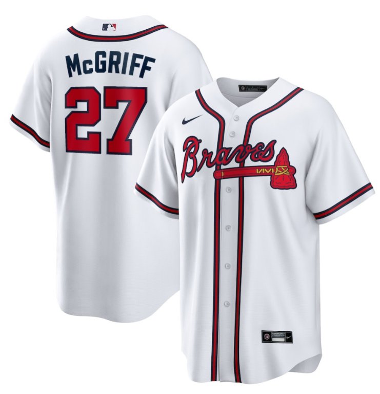 Men's Atlanta Braves #27  Fred McGriff White Cool Base Stitched MLB Jersey