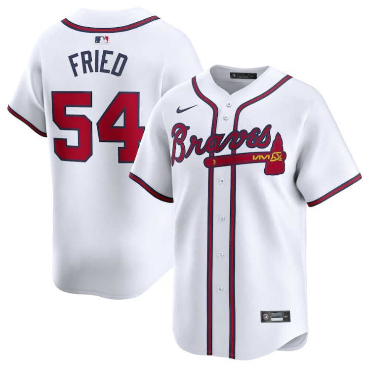 Men's Atlanta Braves #54 Max Fried White Home Limited Stitched MLB Jersey