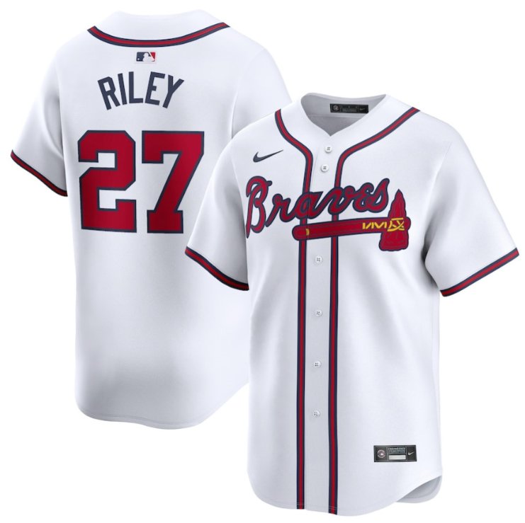 Men's Atlanta Braves #27 Austin Riley Nike Home White Limited Stitched Jerse