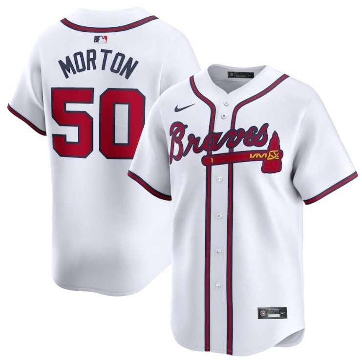 Men's Atlanta Braves #50 Charlie Morton Nike Home White Limited Stitched Jersey