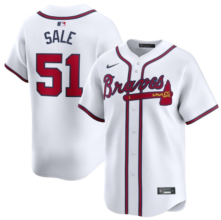 Men's Atlanta Braves #51 Chris Sale Nike White Home Limited Stitched MLB Jersey
