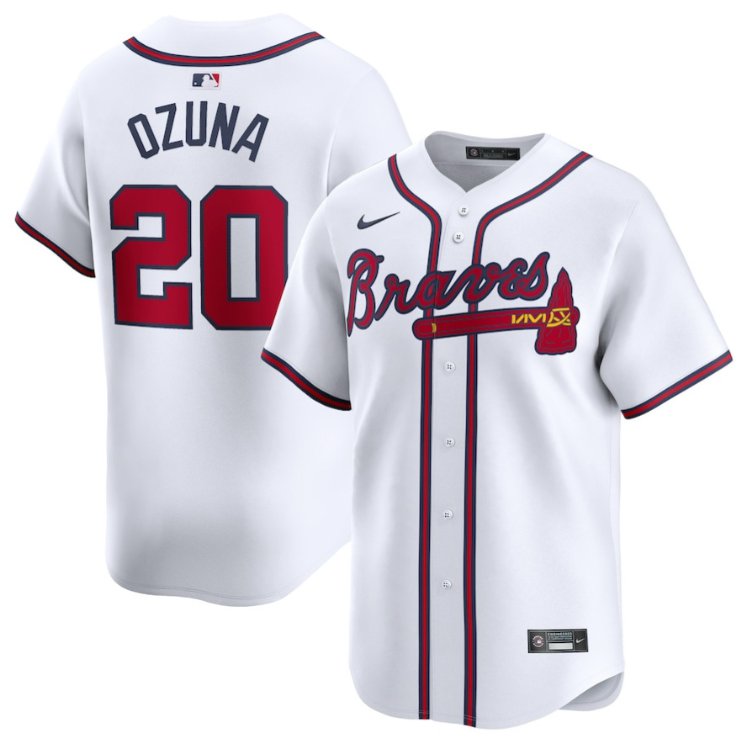 Men's Atlanta Braves #20 Marcell Ozuna Nike White Home Stitched Limited MLB Jersey