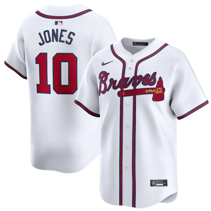Men's Atlanta Braves #10 Chipper Jones Nike Home White Limited Stitched Jerse