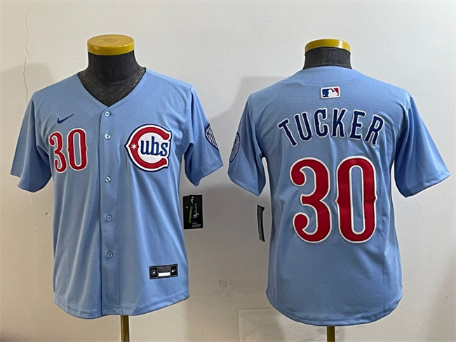 Youth Chicago Cubs #30 Kyle Tucker Blue 2024-25 2nd Alternate Limited Stitched Baseball Jersey