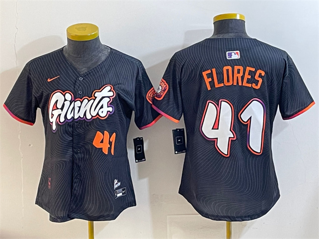 Women's San Francisco Giants #41 Wilmer Flores Anthracite 2025 City Connect Limited Stitched Baseball Jersey
