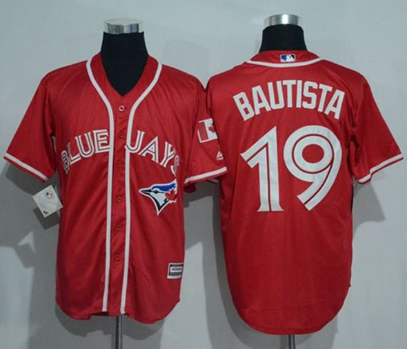 Men's Toronto Blue Jays ACTIVE PLAYER Custom Red Canada Day Cool Base Stitched Baseball Jersey