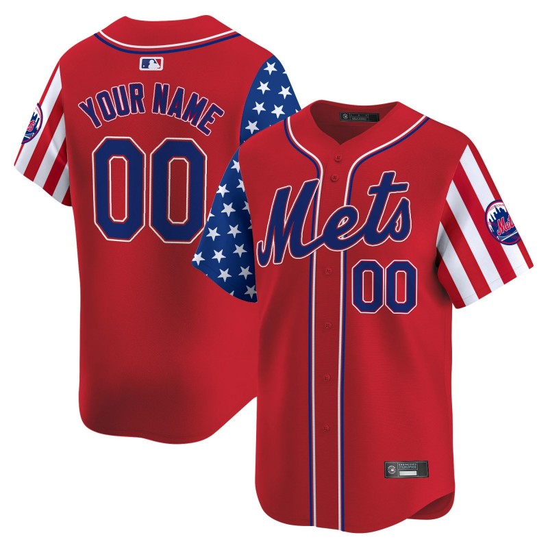 New York Mets 2025 Independence Day Vapor Premier Limited Custom Jersey Red - All Stitched