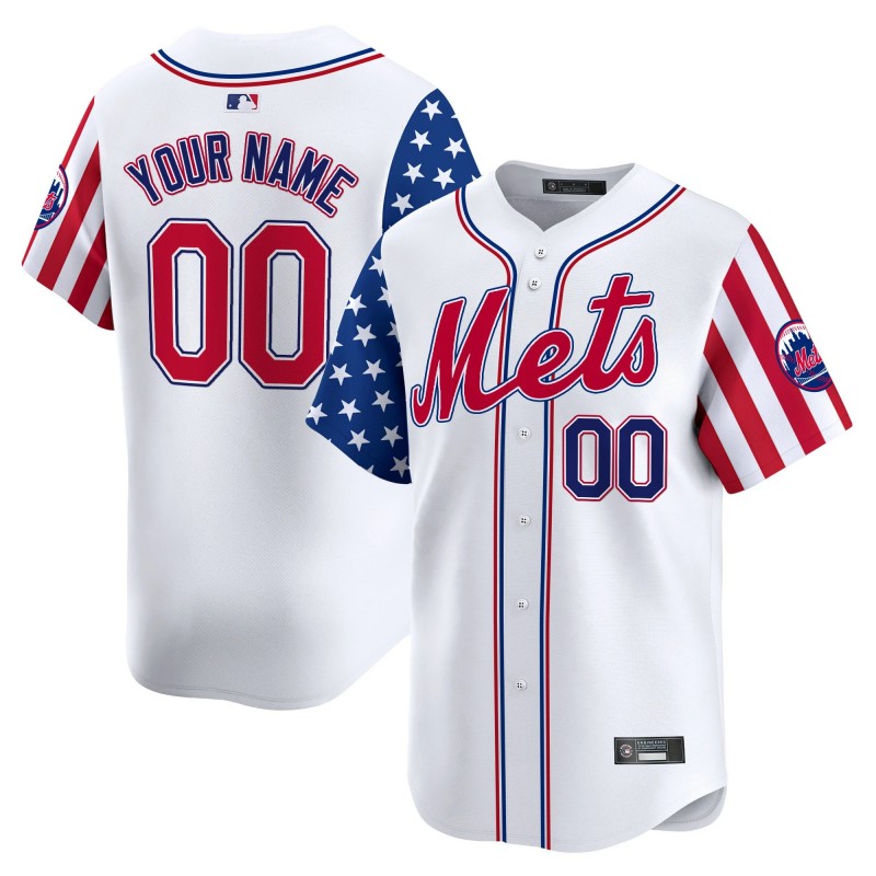 New York Mets 2025 Independence Day Vapor Premier Limited Custom Jersey White - All Stitched