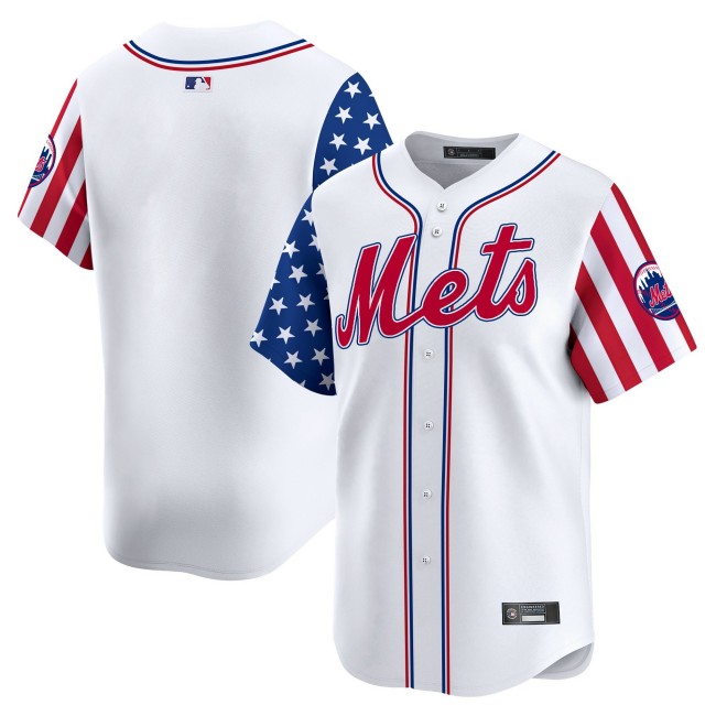 Men's Mets Blank White 2025 Independence Day Vapor Premier Limited Jersey - All Stitched