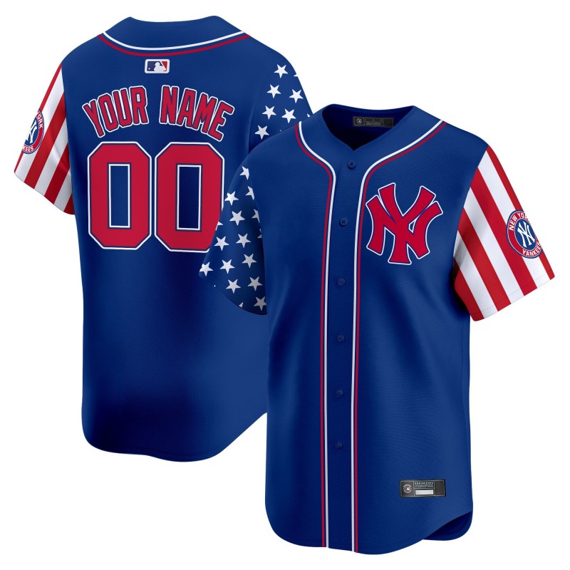 New York Yankees 2025 Independence Day Vapor Premier Limited Custom Jersey Royal - All Stitched