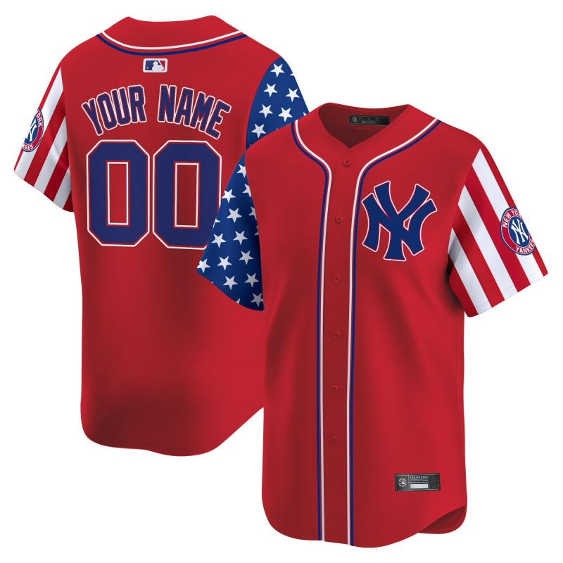 New York Yankees 2025 Independence Day Vapor Premier Limited Custom Jersey Red - All Stitched