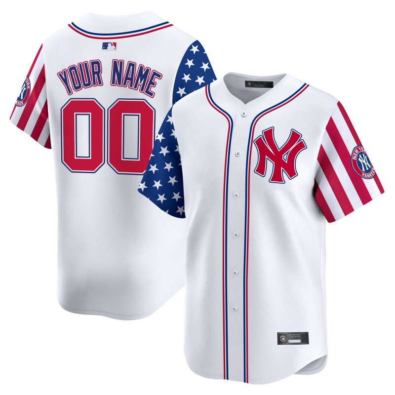 New York Yankees 2025 Independence Day Vapor Premier Limited Custom Jersey White - All Stitched