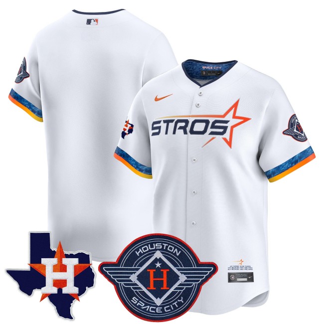 Men's Houston Astros Blank 2025 City Connect Texas Patch Vapor Premier Limited Custom Jersey White - All Stitched