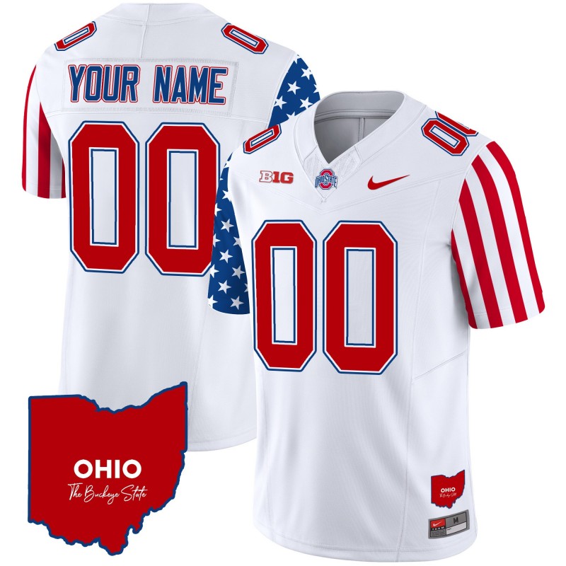 Ohio State Buckeyes American Style Vapor Limited Custom Jersey White - All Stitched