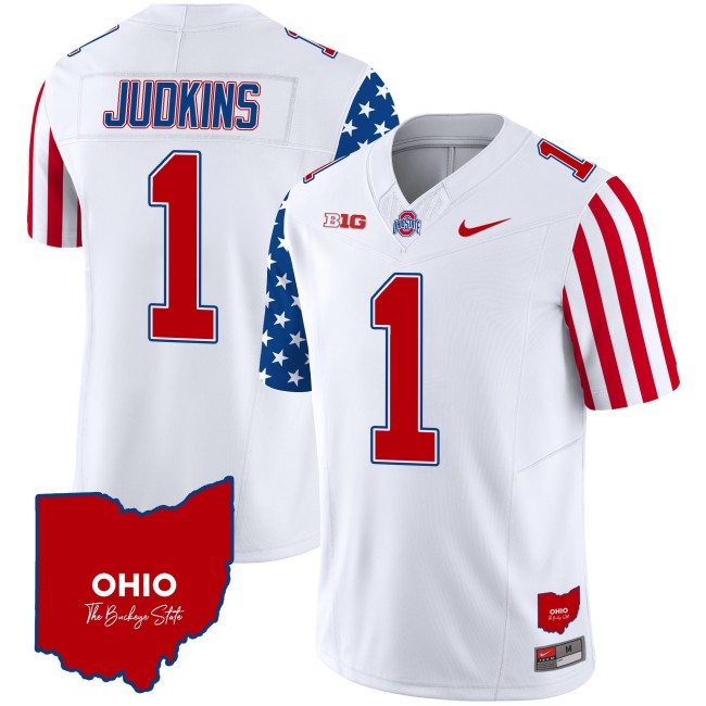 Men's Ohio State Buckeyes #1 Quinshon Judkins American Style Vapor Limited Jersey - All Stitched