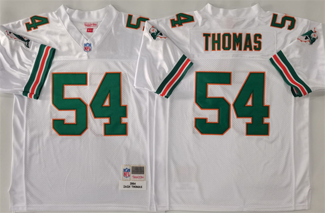 Men's Miami Dolphins #54 Zach Thomas Mitchell & Ness 2004 Replica Collection NFL White Jersey