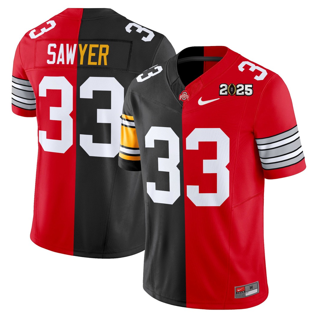 Men's Ohio State Buckeyes x Pittsburgh Steelers #33 Jack Sawyer Split Vapor Limited Jersey - All Stitched