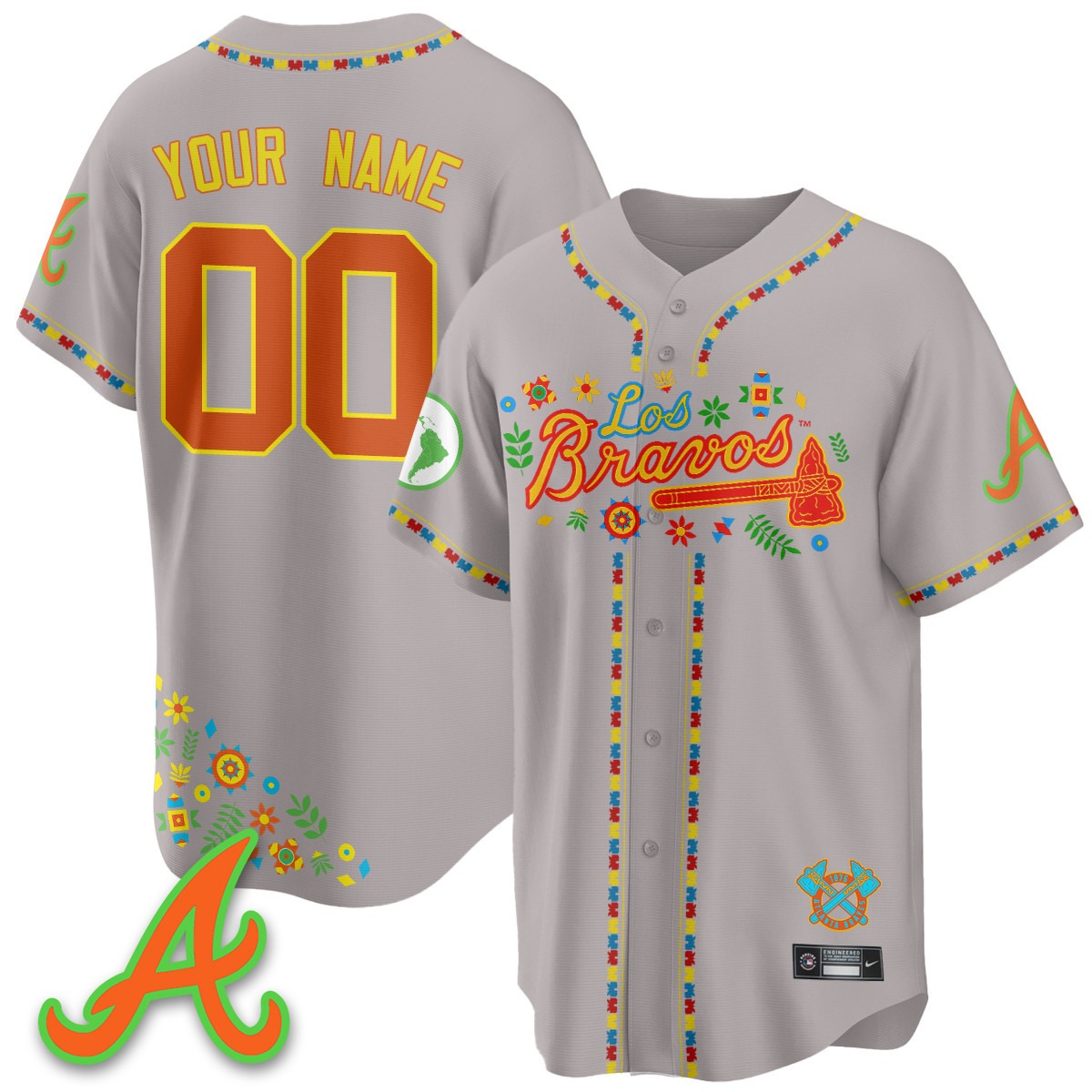 Atlanta Braves Custom Nike 2025 'Los Bravos' Limited Baseball Jersey Grey - All Stitched