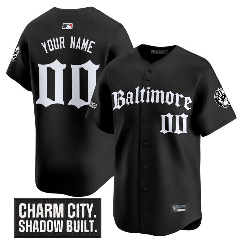 Baltimore Orioles Custom Nike 'Gothic Harbor Edition' MLB Baseball Limited Jersey Black - All Stitched