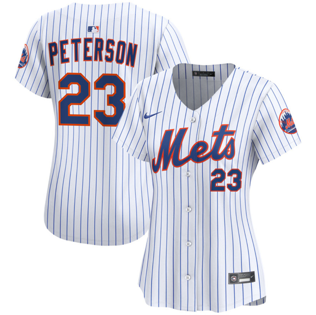 Women's New York Mets #23 David Peterson White 2025 Home Limited Stitched Baseball Jersey