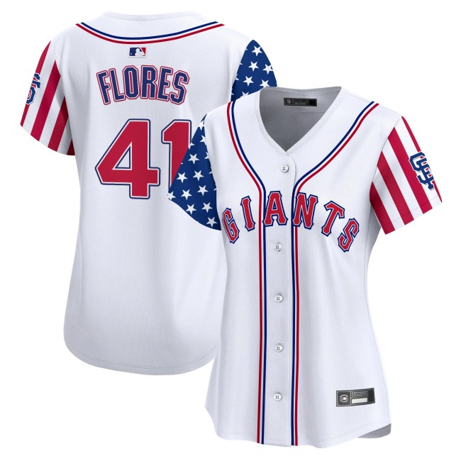 Women's SF Giants #41 Wilmer Flores Nike White 2025 Independence Day MLB Baseball Limited Jersey - All Stitched