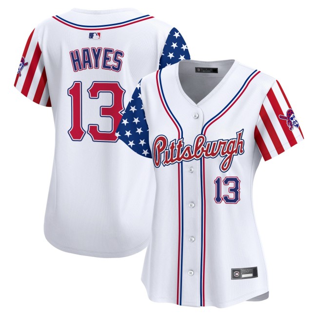Women's Pittsburgh Pirates #13 Ke'Bryan Hayes White 2025 Independence Day Limited Stitched Baseball Jersey