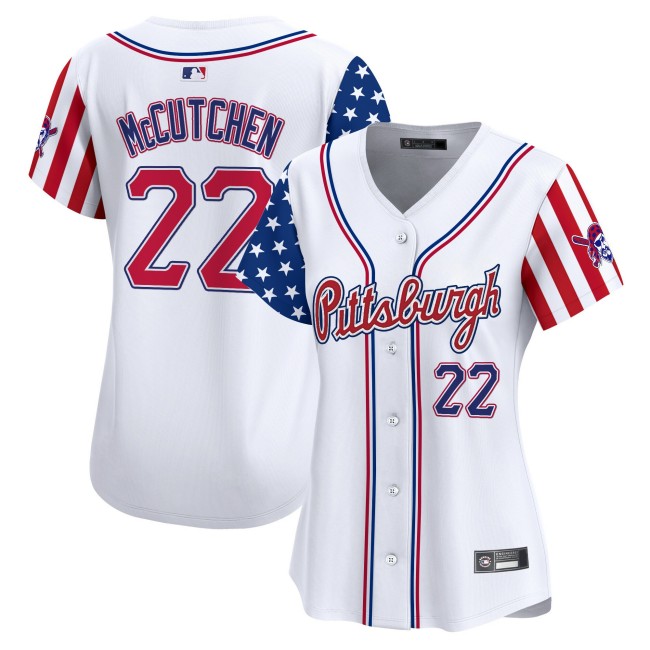 Women's Pittsburgh Pirates #22 Andrew McCutchen White 2025 Independence Day Limited Stitched Baseball Jersey