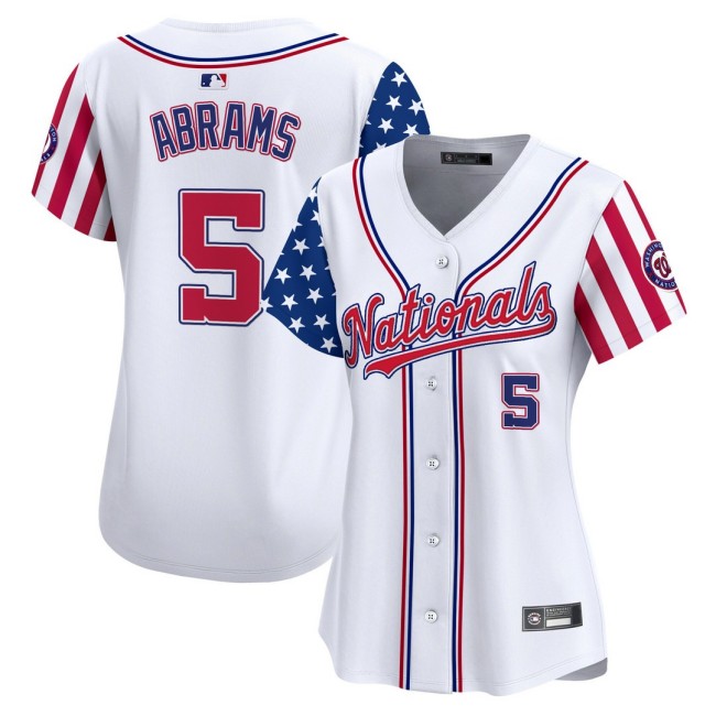 Women's Nationals #5 CJ Abrams Nike White 2025 Independence Day MLB Baseball Limited Jersey - All Stitched