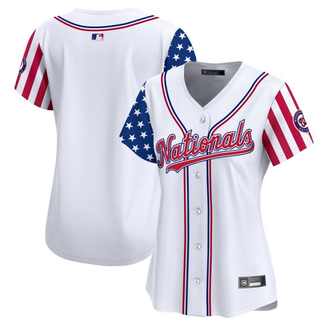 Women's Nationals Nike Team Blank White 2025 Independence Day MLB Baseball Limited Jersey - All Stitched