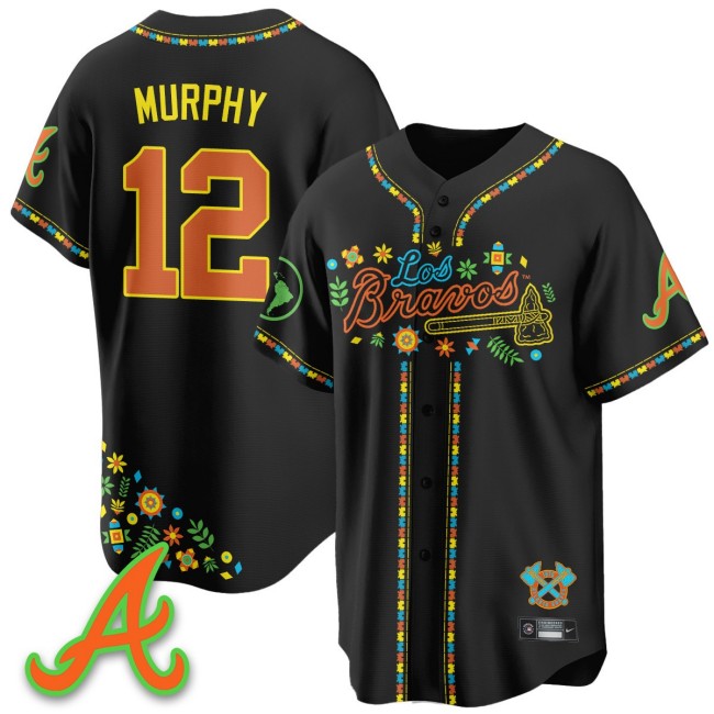 Men's Atlanta Braves #12 Sean Murphy Nike Black 2025 'Los Bravos' Baseball Jersey - All Stitched