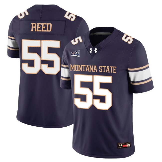 Men's Montana State Bobcats #55 JT Reed College Football Jersey Navy - All Stitched