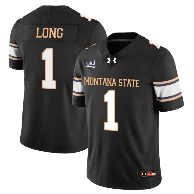 Men's MSU Montana State Bobcats #1 Chris Long College Football Jersey Black - All Stitched