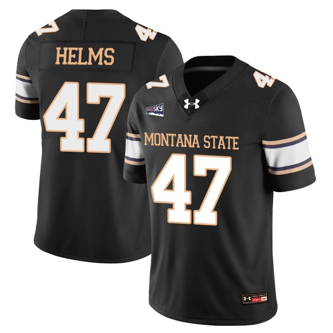 Men's MSU Montana State Bobcats #47 George Helms College Football Jersey Black - All Stitched