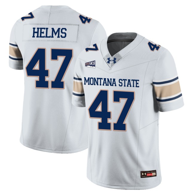 Men's MSU Bobcats #47 George Helms College Football Jersey White - All Stitched
