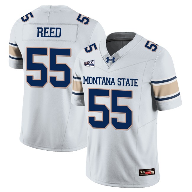Men's MSU Bobcats #55 JT Reed College Football Jersey White - All Stitched