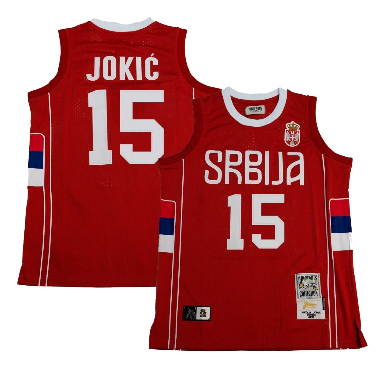 SRBIJA Serbia Basketball #15 Nikola Jokic Red 2016 Throwback Stitched Jersey