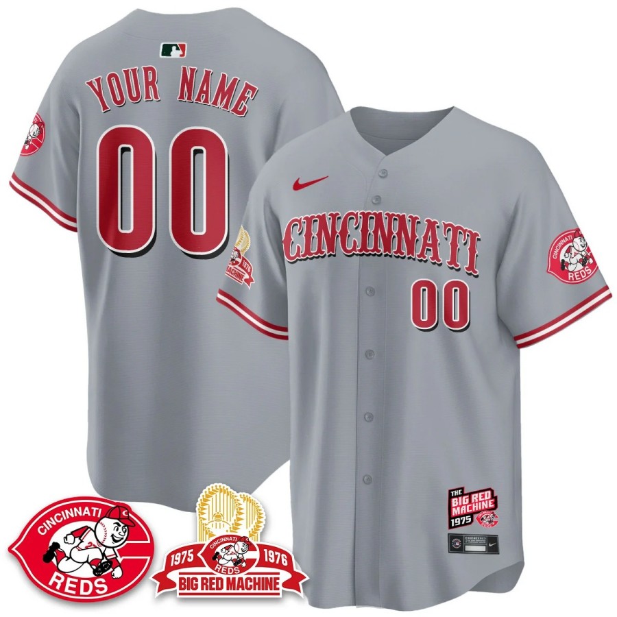 Cincinnati Reds 'Big Red Machine 50th ANNIV 1975 Custom Nike MLB Limited Jersey Grey - All Stitched