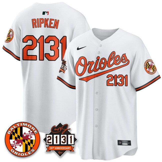 Men's Baltimore Orioles Cal Ripken Nike '30th of 2131 Limited MLB Baseball Jersey White