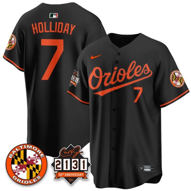 Men's Baltimore Orioles #7 Jackson Holliday Nike '30th of 2131 MLB Limited Jersey Black - All Stitched