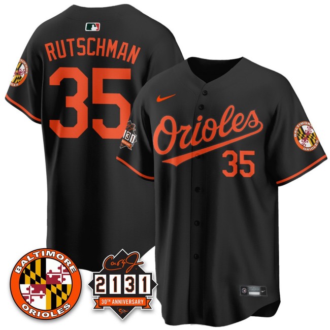 Men's Baltimore Orioles #35 Adley Rutschman Nike '30th of 2131 MLB Limited Jersey Black - All Stitched