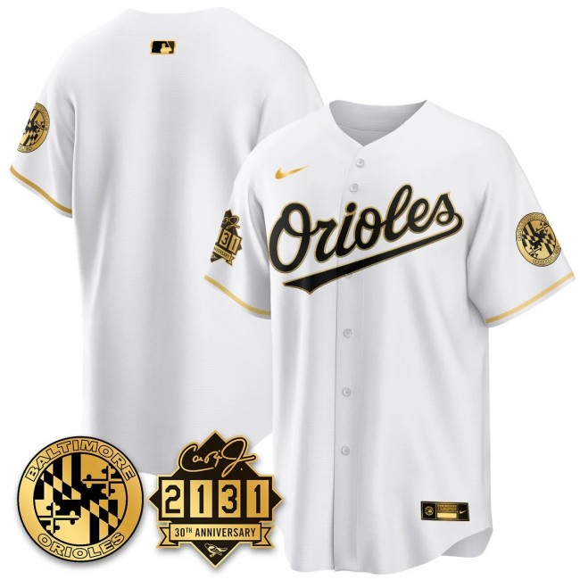 Men's Baltimore Orioles Nike '30th of 2131 MLB Limited Jersey White GOLD - All Stitched